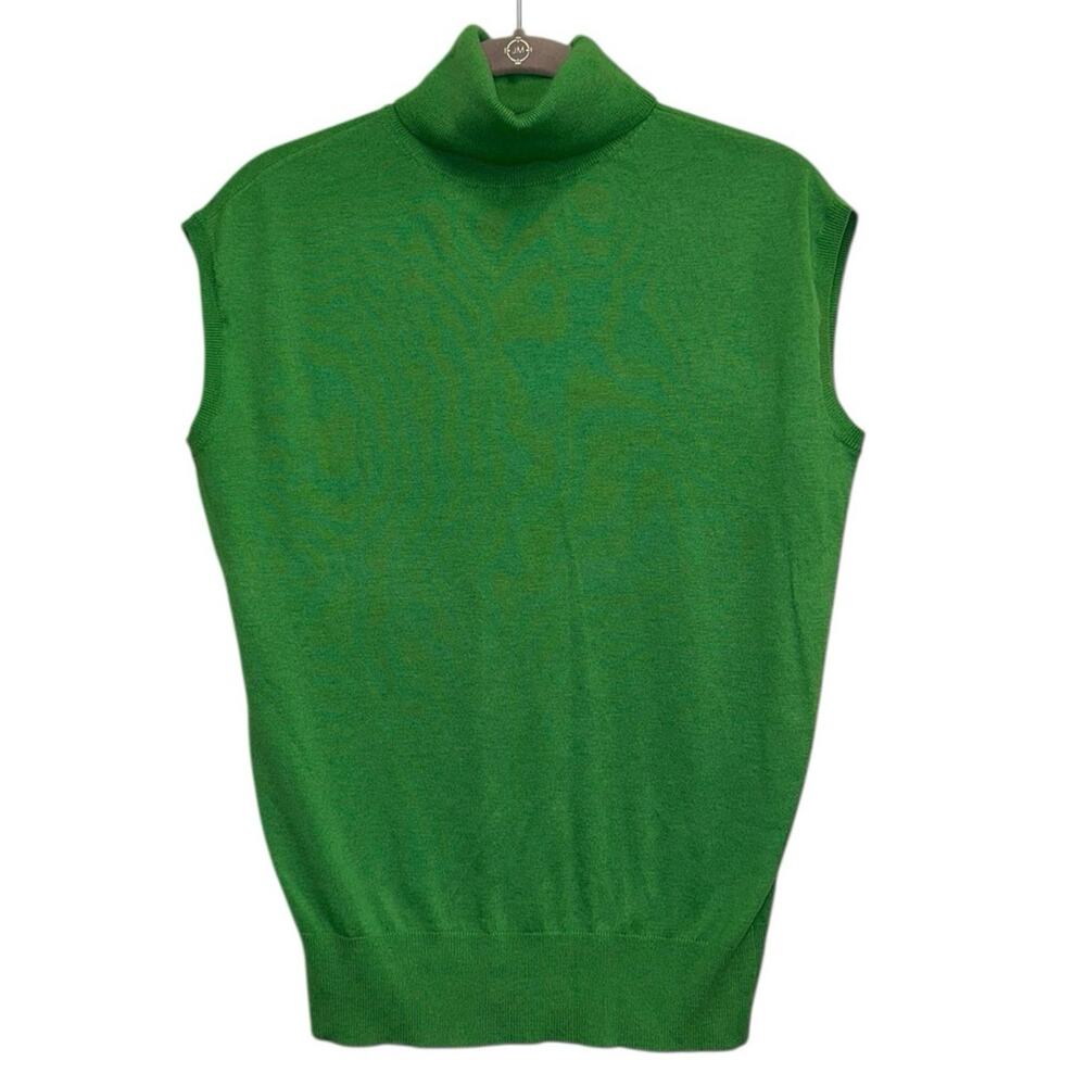 Ann Taylor Green Sleeveless Turtleneck Sweater Wool Blend Shell S